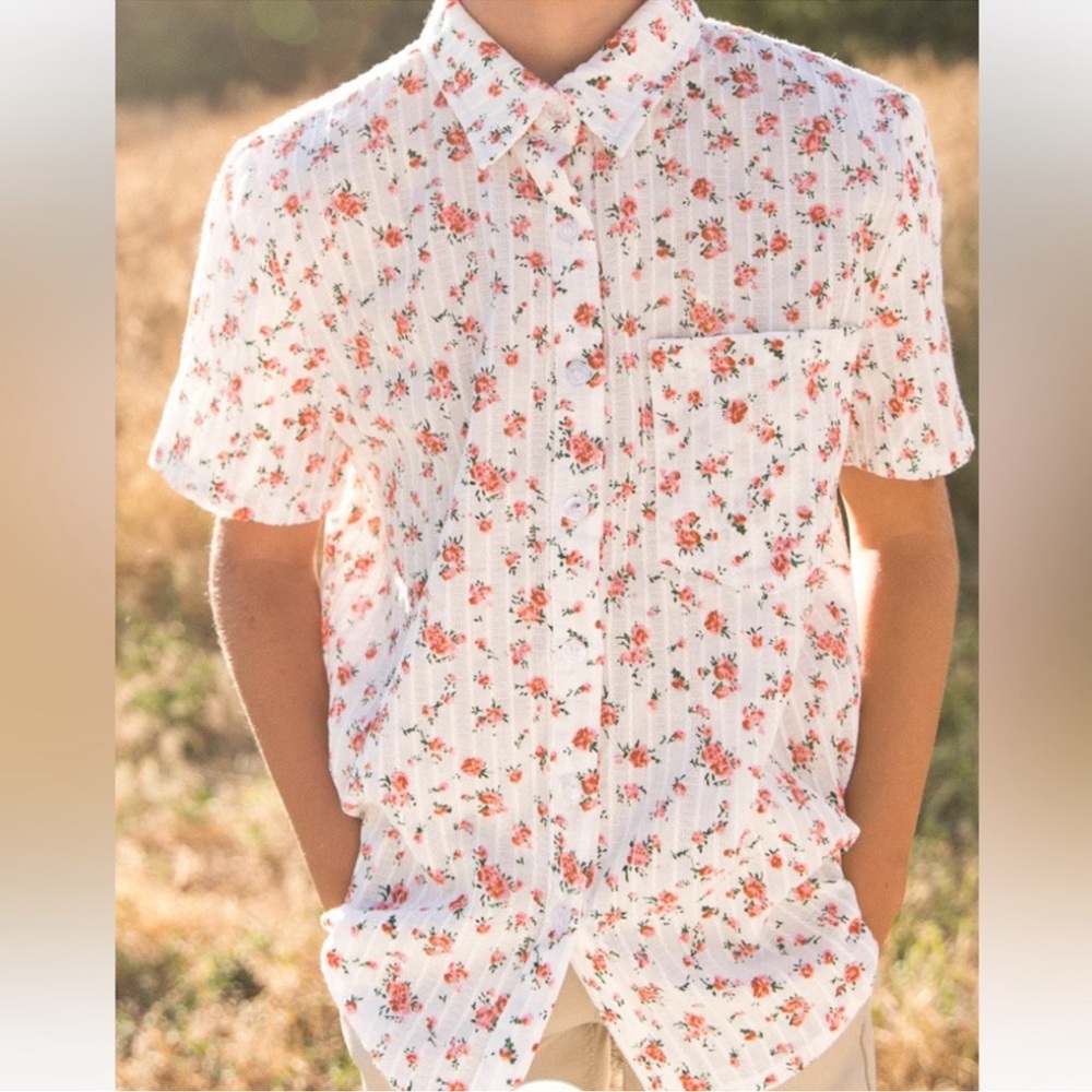 Ivy City Co 12-18 Lola Short Sleeve Button Down Floral Top VGUC